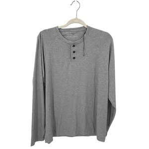 Public Rec Adapt LS Henley Mens Large Heather Grey Long Sleeve Performance Shirt